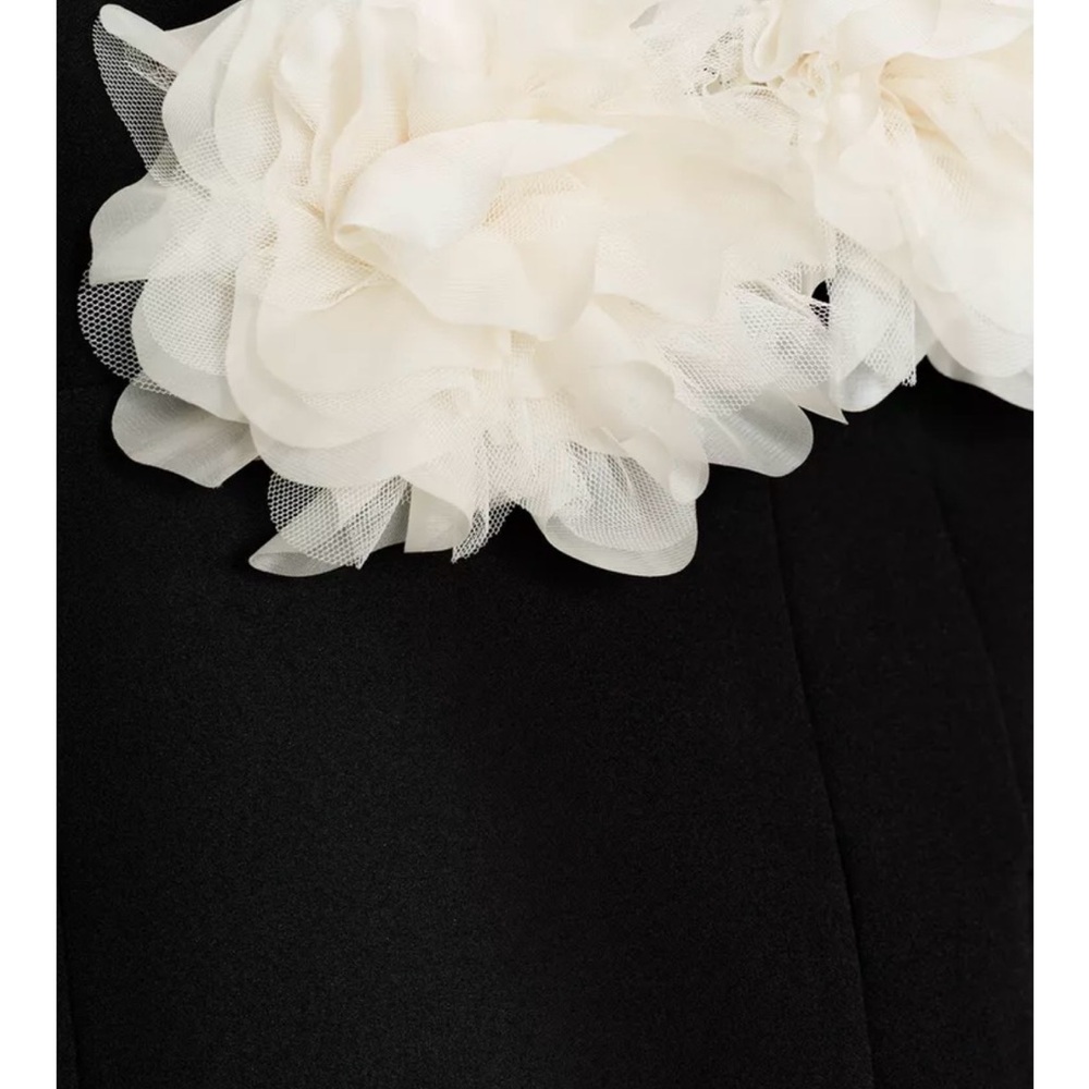 CONTRAST FLORAL STRAPLESS DRESS - Picture 8 of 8